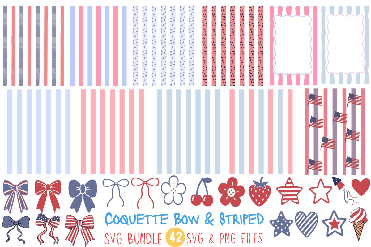 Coquette Bow &Striped 4th of July Bundle