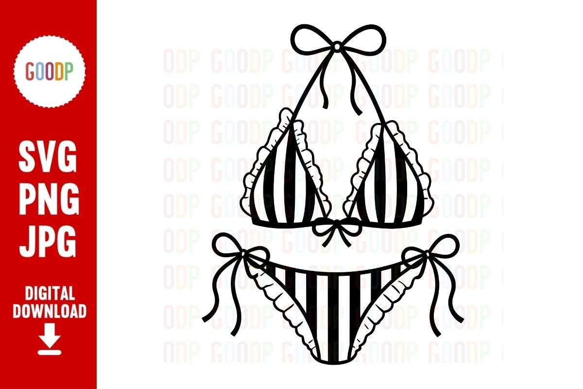 Striped Bikini Summer Beach SVG